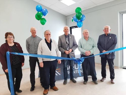 South Frontenac Township Council officially open the newly renovated Storrington Centre on Battersea Road. Pictured from left to right, CAO Louise Fragnito, Councillor Steve Pegrum, Councillor Norm Roberts, Mayor Ron Vandewal, Deputy Mayor Ron Sleeth, Councillor Ray Leonard.
